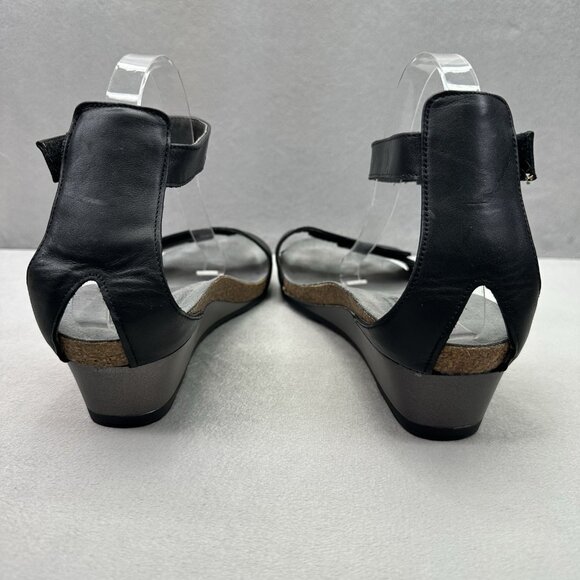 NAOT Pixie Womens Size 42 (US 11) Wedge Sandals Black Patent Leather Ankle Strap - Picture 4 of 9